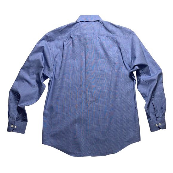 Pronto Uomo Men's Blue Plaid Slim Fit Non Iron Dress Shirt Size Large - Picture 5 of 5